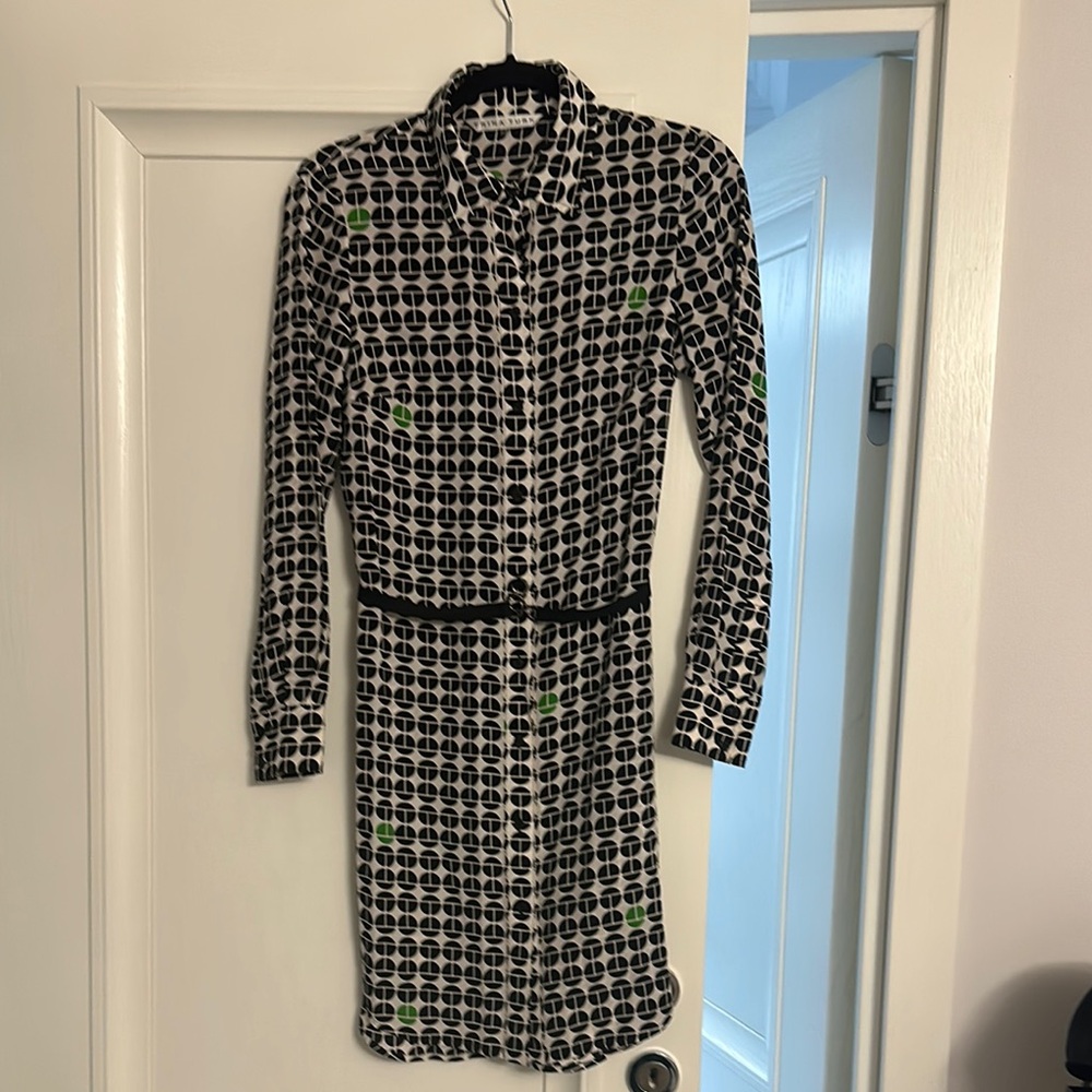 Trina Turk Black and White Geometric Dress